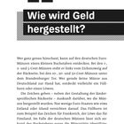 11: Wie wird Geld hergestellt? Text über Buchstaben auf Euro-Münzen, spezifische Landeskennzeichnung und Münzprägeorte in DE.