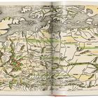 Karte mit alten Ländernamen, z.B. "GERMANIA MAGNA", "ANGELIA" und "FINLAND". Historische Zeichnung Europas.