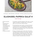 GLASNUDEL-PAPRIKA-SALAT; echtes Thai-Light. Zutatenliste und Zubereitungshinweise. Gericht in Schale mit Stäbchen.
