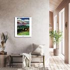 Text: GABRIELE MÜNTER. Szene: Wohnraum mit einem Kunstkalender, Bank, Pflanzen, hellen Wänden und Holzdetails.