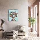 Kalender mit "Literary Art" und Jahr 2027. Illustration eines Hirschkopfes mit Bücherregal-Geweih. Heller Flur.