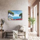 „SEHNSUCHTSORTE 2024“ auf Kalender. Helle, gemütliche Wohnzimmerecke mit Bank, Kissen und Pflanzen.