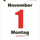 Text: "November", "1", "Montag", "Allerheiligen". Hinweis zu Feiertag in deutschen Bundesländern. Links oben ein kleines Logo.
