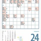 Kalenderseite und Kreuzworträtsel für Freitag, 24. Dezember. Hinweise und Begriffe in einem Raster angeordnet.