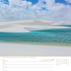 Lagune im Nationalpark Lençóis Maranhenses, Brasilien. Kalenderwoche 10 im März. 14. So hervorgehoben. Sanddünen und Wasser.