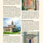 Seite 14, Die schönsten Reiseziele. Titel: "Die schönsten Reiseziele". Text beschreibt Altstadt von Tbilisi, Höhlenkloster Davit Gareja. Links oben Lichtbild einer hölzernen Veranda, zentral Burg Alaverdi, rechts unten bunte Fassade.