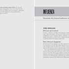 Infoblatt über Influenzavirus mit den Abschnitten "THE DISEASE", "Disease prevented", und "How disease happens".