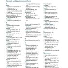Rezept- und Zutatenverzeichnis mit alphabetischer Auflistung: Apfel, Bacon, Banane, Basilikum, Beeren, Birne und mehr. Nummeriert.