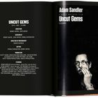 "UNCUT GEMS, 2019 – USA – 135 Min. Regie: Benny Safdie, Josh Safdie. Hauptdarsteller: Adam Sandler." Links Text, rechts Bild.