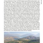 Seite 23. Text über Landschaft und Natur Usbekistans. Bild: Person auf einem Felsen, Landschaft mit Chorvoq-Stausee im Chatkal-Gebirge.