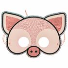 Illustration einer Schweinemaske mit glitzernden Rändern. Die Maske hat große Ohren und zwei runde Augenlöcher.