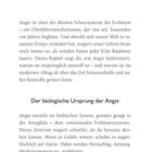 Titel: "Was ist Angst eigentlich?" und "Der biologische Ursprung der Angst". Texte beschreiben Angst als Schutzsystem.