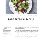 "Für 2 Personen, 20 Min. Zubereitung. ROTE-BETE-CARPACCIO. Anleitung: Feldsalat waschen, Rote Bete hobeln, Feta schneiden."