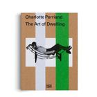 Titel: "Charlotte Perriand The Art of Dwelling." Illustration: Person auf einer Liege vor bunten Streifen.