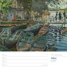 12. Woche, März 2027. Eine Impressionist-Malerei zeigt Boote und Menschen an einem Flussufer.