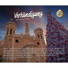 „Verkündigung“ steht oben. Darunter Text aus Jesaja 12,3-6. Rechts ein geschmückter Baum, links ein Gebäude mit Türmen.