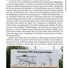 Texte: "Der Ausbau der Zonengrenze", "Ehemalige DDR-Grenzsperranlagen", "Zeichnung der ehemaligen Sperranlagen". 

Ein Schild mit Diagrammen und Texten zur DDR-Grenze.
