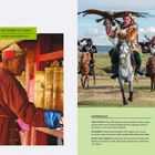 **Mongolia**

SEPTEMBER-OCTOBER  
WHEN FEATHERS FLY

Erlebnisse und Hinweise über Reisen und Festivals in der Mongolei. Links ein Mönch, rechts Reiter mit Adlern.