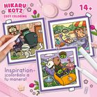 "Inspiration - ¡coloréalo a tu manera! Hikaru Kotz Cozy Coloring. Drei farbenfrohe Illustrationen mit niedlichen Tieren."