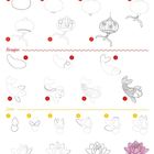 Anleitung zur Zeichnung: Japanische Laterne, Karpfen und Lotus. Schritte mit nummerierten Skizzen bis zur fertigen Zeichnung.