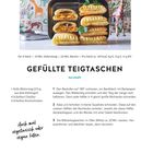 Titel: Gefüllte Teigtaschen, herzhaft. Rezept: Blätterteig, Cheddar, Kochschinken. Vorschlag: Vegetarisch füllen.