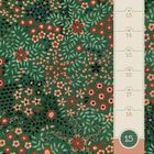 MO 12, DI 13, MI 14, DO 15, FR 16, SA 17, SO 18, APR 15. Blumiges, detailreiches Muster mit grünem Hintergrund.