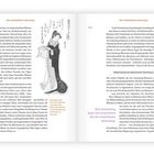 Texte: "Die Ostasiatische Sammlung", "Ein kleiner Gruß", "Eine Schenkung legte den Grundstock für die ostasiatische Sammlung." Links Illustration einer traditionellen japanischen Figur.
