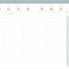 Kalenderseite mit Datumsangaben: Montag 15, Dienstag 16, Mittwoch 17, Donnerstag 18, Freitag 19, Samstag 20, Sonntag 21.