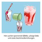 „Hier warten spannende Effekte, witzige Deko und coole Geschmacksrichtungen.“ Illustration: Getränk mit rosa Schaum.