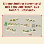 "Eigenständiges Kartenspiel mit dem Spielgefühl aus CATAN – Das Spiel." Gezeigt sind Karten in mehreren Reihen angeordnet.