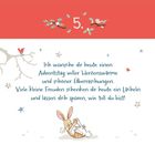 5. Ich wünsche dir heute einen Adventstag voller Herzenswärme. Illustration mit einem Hasen und Vogel.