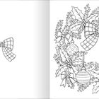 Schleifenmotiv. Links einfache Schleife, rechts Kranz mit Schleifen, Blättern und hängenden Kugeln. Linienstil.