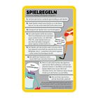 Spielregeln für ein Kartenspiel. Illustrationen von einem Schaf mit Brille, Helm und einem Button: "Welches Auto fährt ein Schaf gem(e)?"