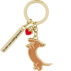 Schlüsselanhänger mit Text "DU BIST MEIN Lieblingsmensch", einem roten Herz und einem springenden, braunen Dackel.