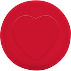 Ein rotes, kreisförmiges Abzeichen mit einem Herz in der Mitte.