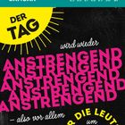 Januar, Der Tag wird wieder anstrengend, für die Leute um mich herum. Text auf buntem Hintergrund.