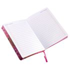 Text "DON'T FORGET" oben jeder Seite. Notizbuch mit Herzen, rosa Seitenrand und Lesezeichen.