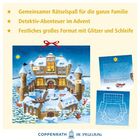 Ein Text beschreibt ein Weihnachtsfest auf einer Burg mit einem gestohlenen Baumspitze. Darunter eine Illustration und ein Logo.