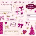 MERRY CHRISTMAS, Cheers to you, CHEERS! FROM: TO: THIS PRESENT IS FOR:. Illustrationen: Geschenke, Gläser, Weihnachtsbaum.