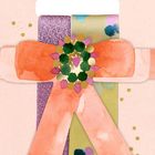 COPPENRATH SCHÖNER schenken in Gold auf rosa Hintergrund. Ein dekoratives Paketband-Set, mit Schleife und bunten Mustern.