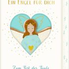 „Ein Engel für dich. Zum Fest der Taufe. Coppenrath.“ Illustration eines Engels in einem Herz, umgeben von Punkten.