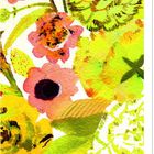 Notizblock, oben Spiralbindung. Aquarell-Illustration: bunte Blumen, vorherrschend Gelb, Grün, Orange, Rot.