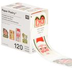 "Karton mit Aufschrift: 'Paper Poetry', 'Sticker auf Rolle', '120 Stück'. Herausziehbare Rolle mit Weihnachtsmotiven."