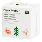 Text: "Paper Poetry*, WASHI STICKER, 200 STK/PCS". Illustrationen von Weihnachtsmann, Baum, Rentier.