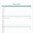 „März 2027“ oben, darunter Wochentage und besondere Tage wie „Internationaler Frauentag“ am 8., „Frühlingsanfang“ am 20.