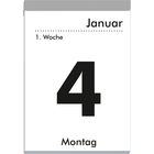 „Januar“, „1. Woche“, große „4“, „Montag“. Ein schlichtes Kalenderblatt.