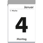 1. Woche, Januar, 4, Montag. Darstellung eines schlichten, weißen Kalenderblattes.