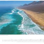 Kalenderseite März mit Küstenfoto. Playa de Cofete, Naturpark Jandía, Fuerteventura, Kanarische Inseln, Spanien.
