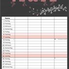 März. Kalender mit Tagen und Feiertagen wie Internationaler Frauentag am 8. und Frühlingsanfang am 20. März. Dekorative Stil-Elemente.