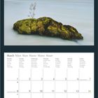 Kalenderseite für März 2027. Großes Wasserfallfoto oben. Hinweise zu Feiertagen und Mondphasen unten. 